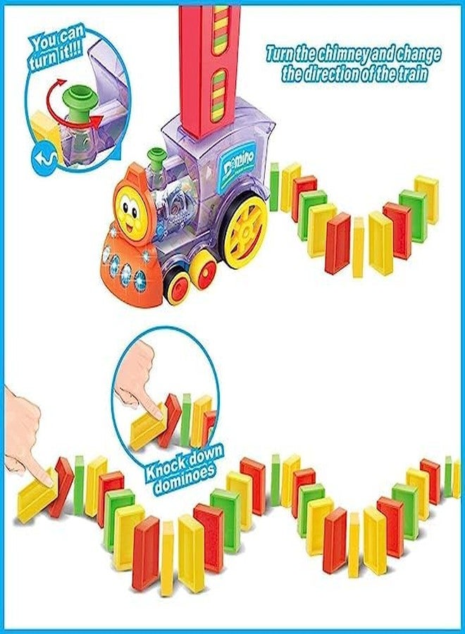TEMSON 60 Pcs Domino Train Toy Set, Domino Rally Train Model with Lights and Sounds Construction and Stacking Toys - Image 5